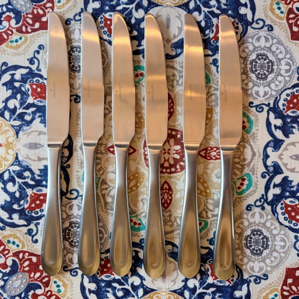 Argent Orfevres NOVA Satin 18/10 Stainless Steel Flatware 6 butter knives